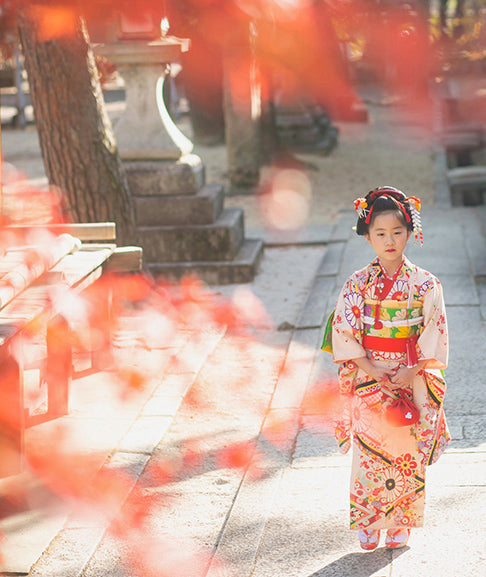 紅葉のなかで 七五三の撮影